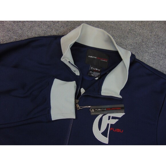 FUBU Jacket Mens Large Blue Gray Coat The Collection 90s Y2K - Picture 1 of 9